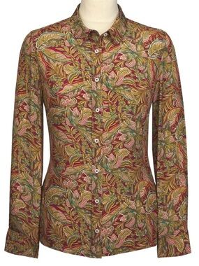 Cordings Hawaiian Paisley Crepe de Chine Shirt UK 16/US 12